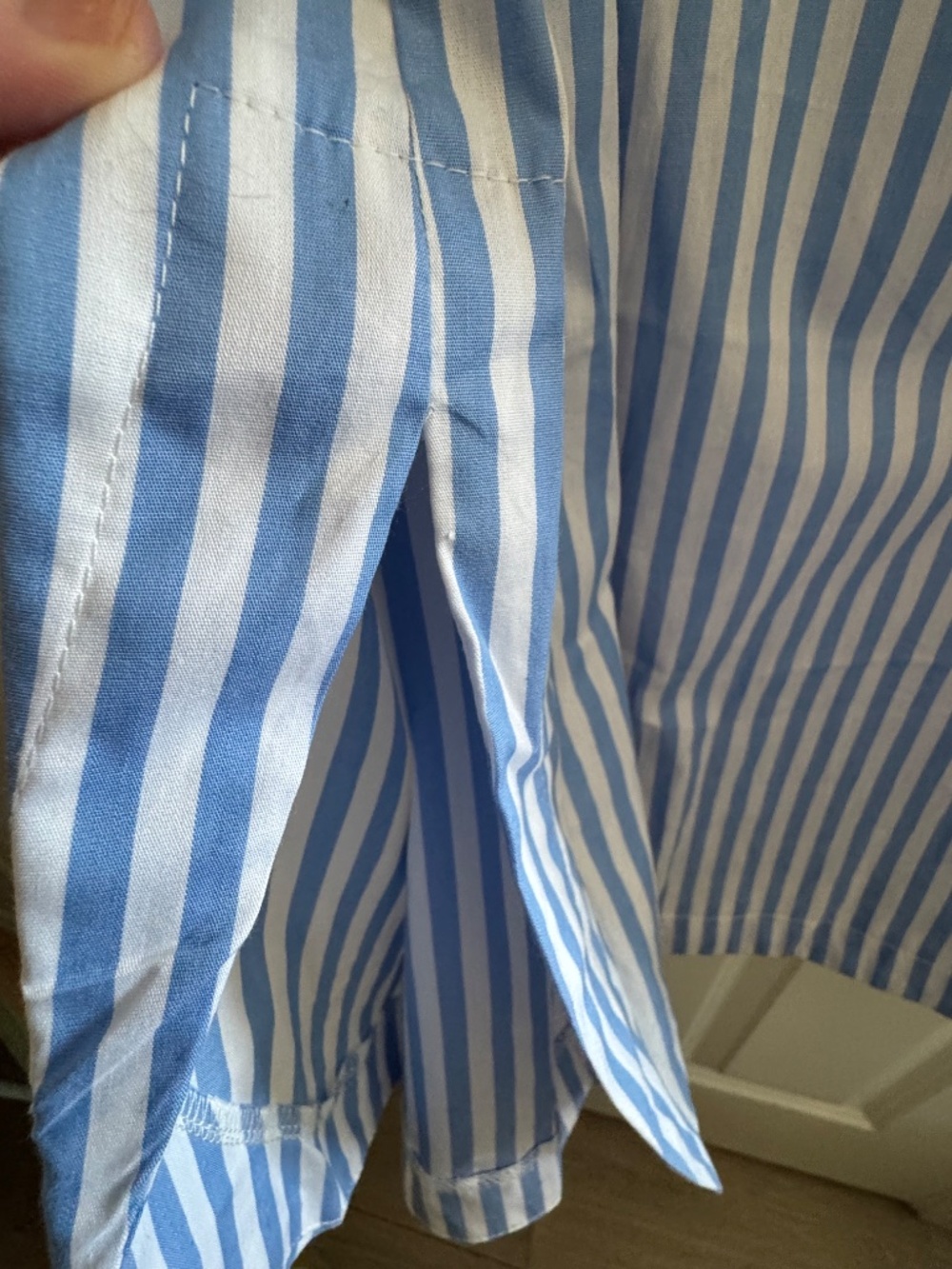 entro Blue and White Vertical Stripe Midi Shirt Dress - Picture 6 of 6